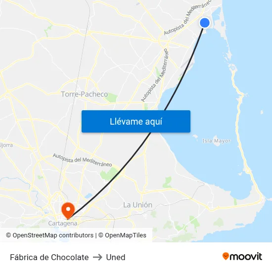 Fábrica de Chocolate to Uned map