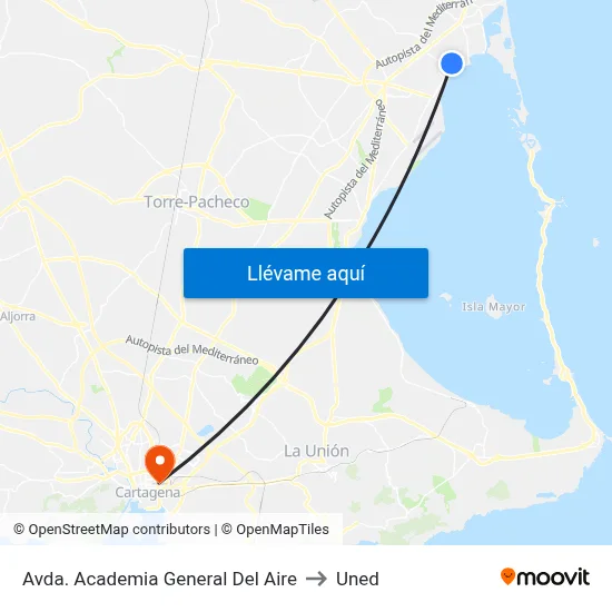 Avda. Academia General Del Aire to Uned map
