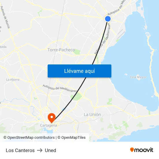 Los Canteros to Uned map