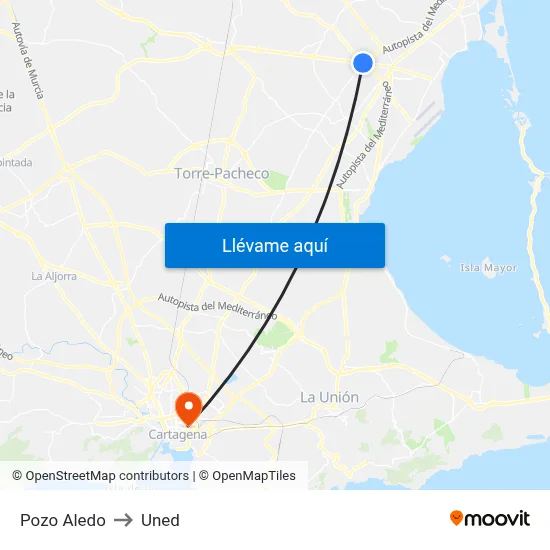 Pozo Aledo to Uned map