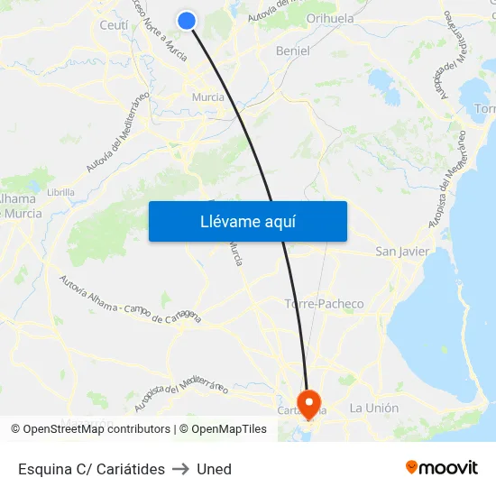 Esquina C/ Cariátides to Uned map