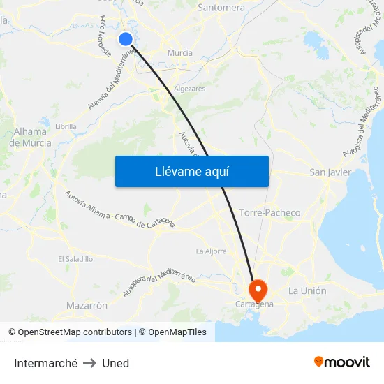 Intermarché to Uned map