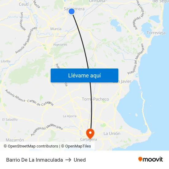 Barrio De La Inmaculada to Uned map