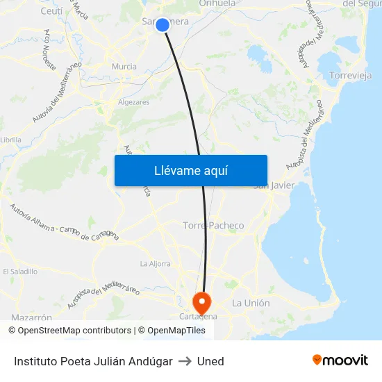 Instituto Poeta Julián Andúgar to Uned map