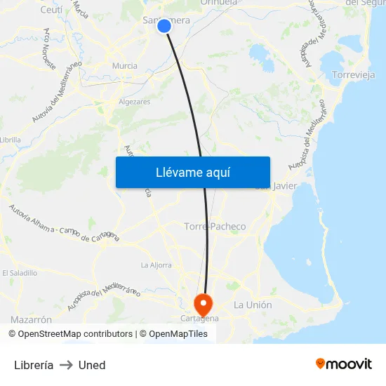 Librería to Uned map