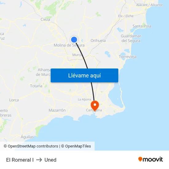 El Romeral I to Uned map