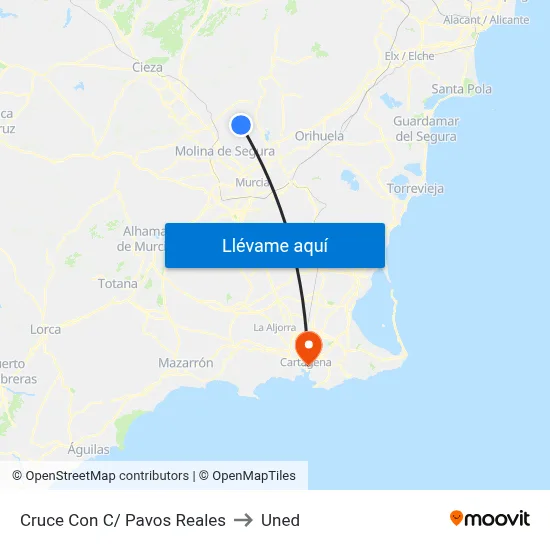 Cruce Con C/ Pavos Reales to Uned map