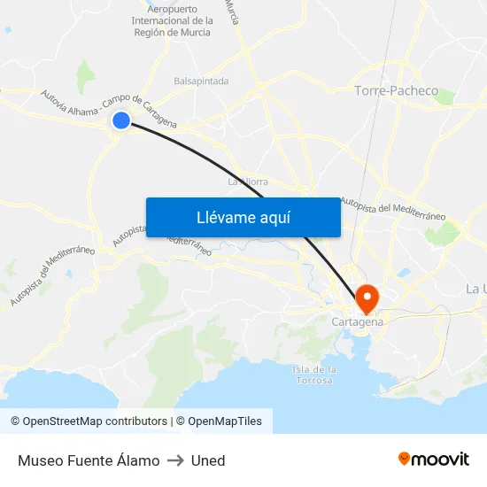 Museo Fuente Álamo to Uned map