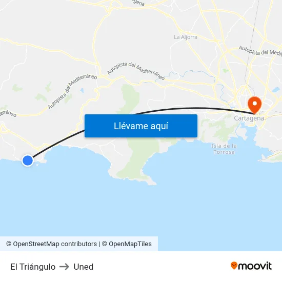 El Triángulo to Uned map