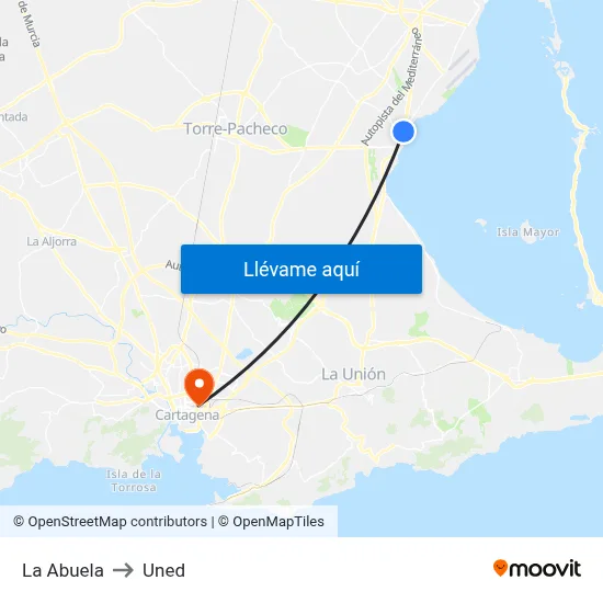 La Abuela to Uned map