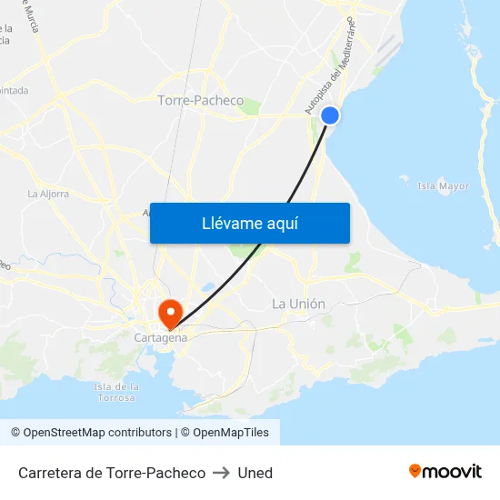 Carretera de Torre-Pacheco to Uned map