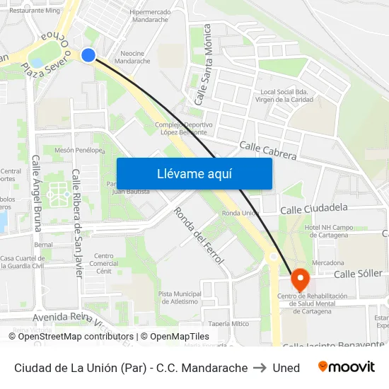 Ciudad de La Unión (Par) - C.C. Mandarache to Uned map
