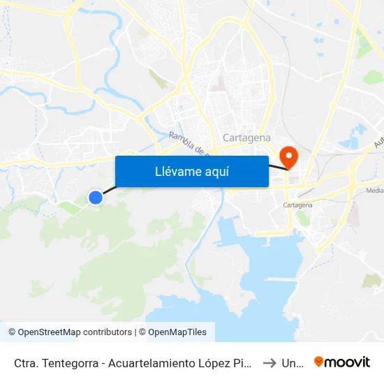 Ctra. Tentegorra - Acuartelamiento López Pinto to Uned map