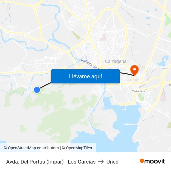 Avda. Del Portús (Impar) - Los Garcías to Uned map