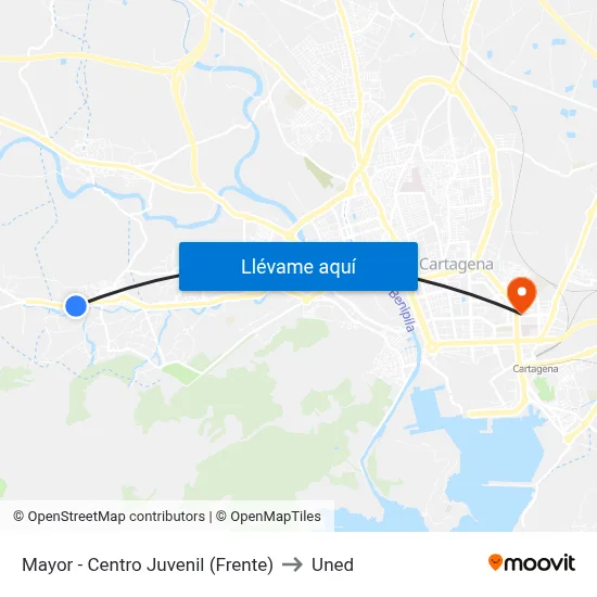 Mayor - Centro Juvenil (Frente) to Uned map