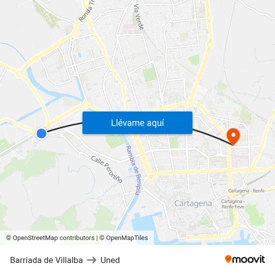 Barriada de Villalba to Uned map