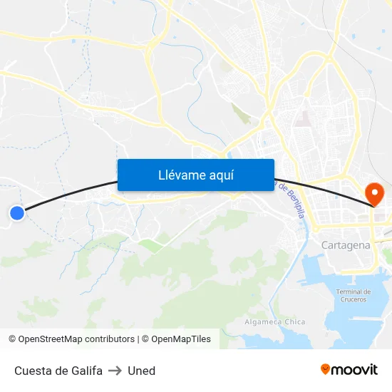 Cuesta de Galifa to Uned map