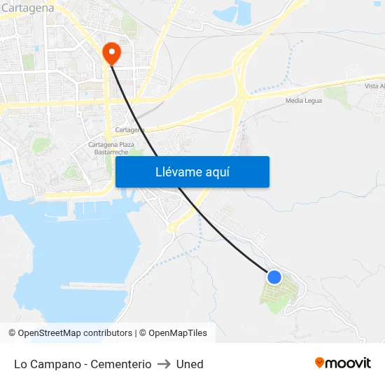 Lo Campano - Cementerio to Uned map