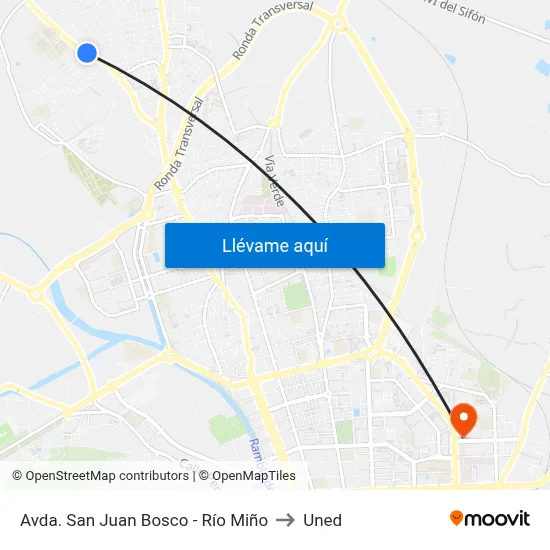 Avda. San Juan Bosco - Río Miño to Uned map