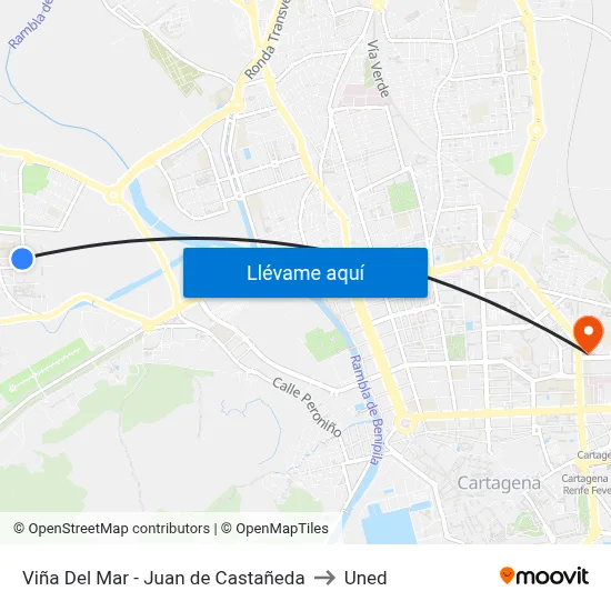 Viña Del Mar - Juan de Castañeda to Uned map