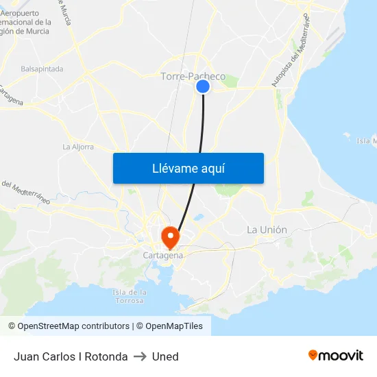 Juan Carlos I Rotonda to Uned map