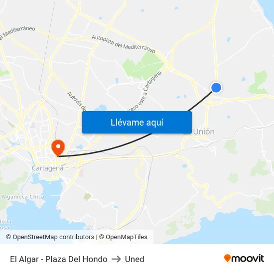El Algar - Plaza Del Hondo to Uned map