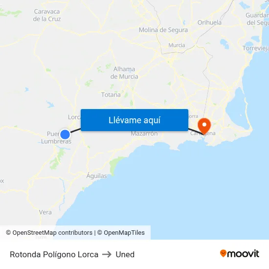 Rotonda Polígono Lorca to Uned map