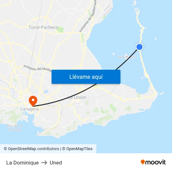 La Dominique to Uned map