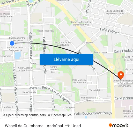 Wssell de Guimbarda - Asdrúbal to Uned map