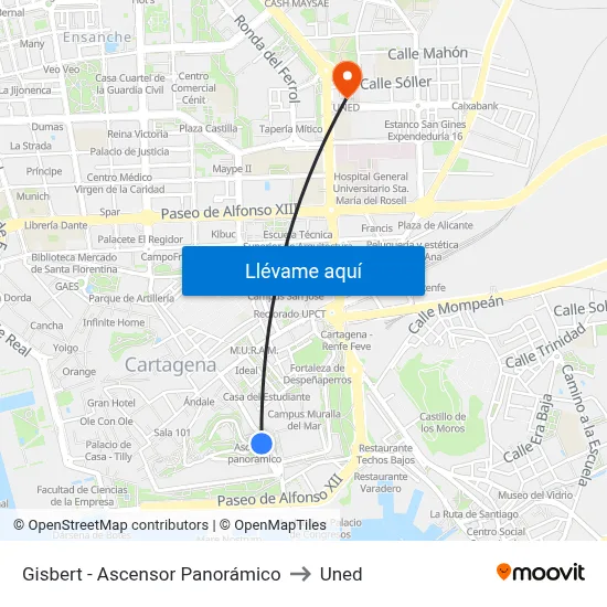 Gisbert - Ascensor Panorámico to Uned map