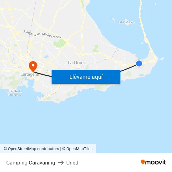 Camping Caravaning to Uned map