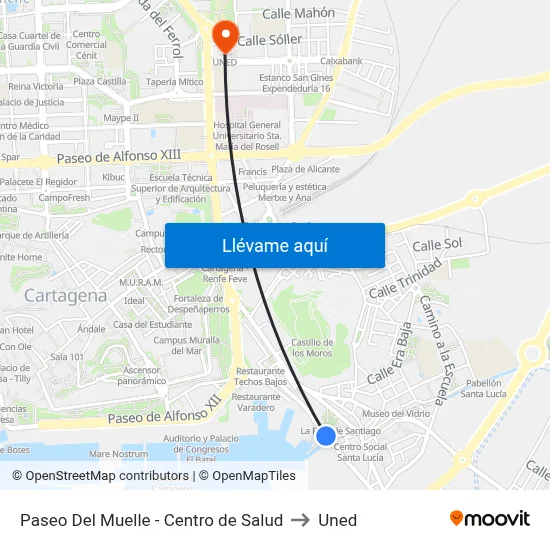 Paseo Del Muelle - Centro de Salud to Uned map