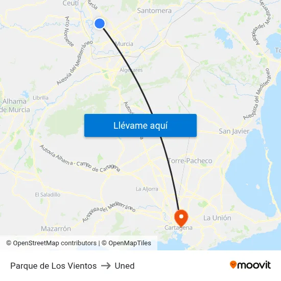 Parque de Los Vientos to Uned map