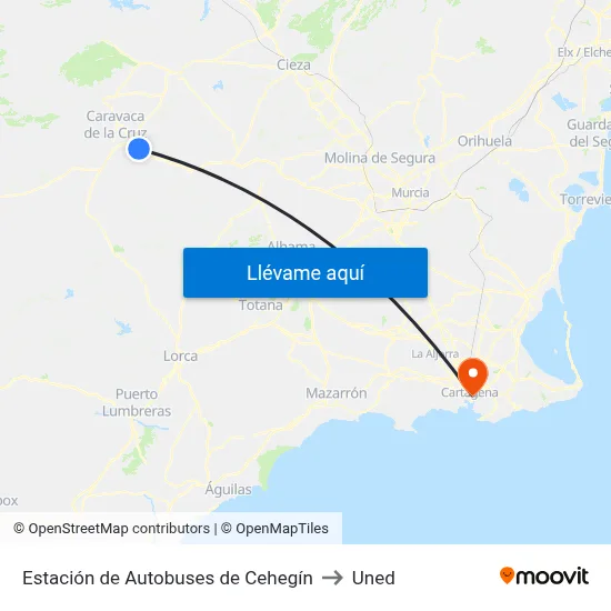 Estación de Autobuses de Cehegín to Uned map
