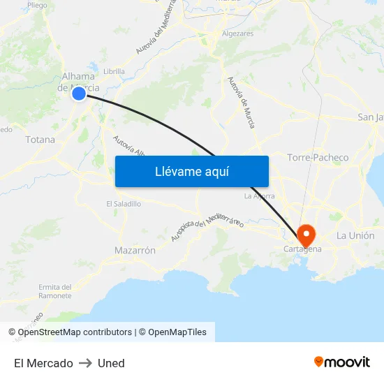 El Mercado to Uned map