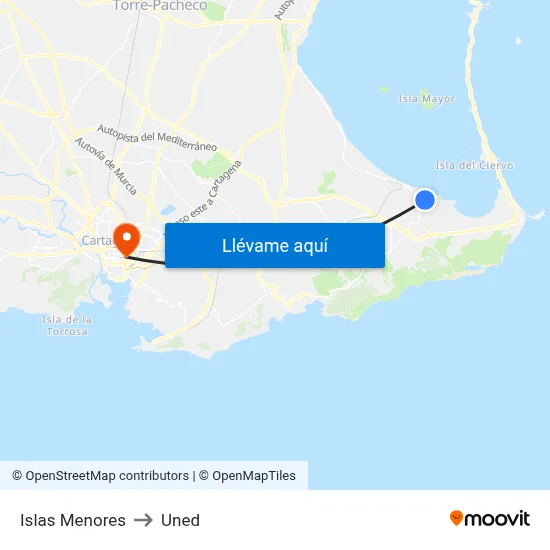 Islas Menores to Uned map
