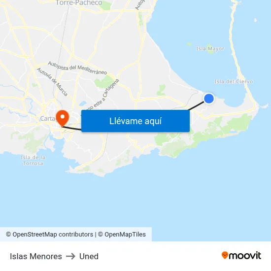 Islas Menores to Uned map