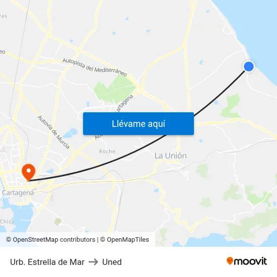 Urb. Estrella de Mar to Uned map