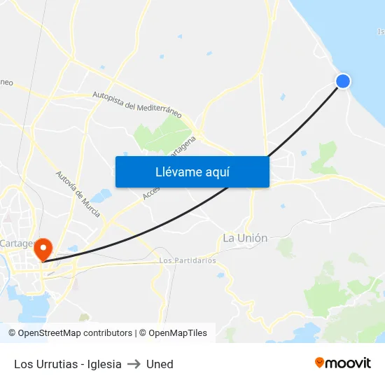 Los Urrutias - Iglesia to Uned map