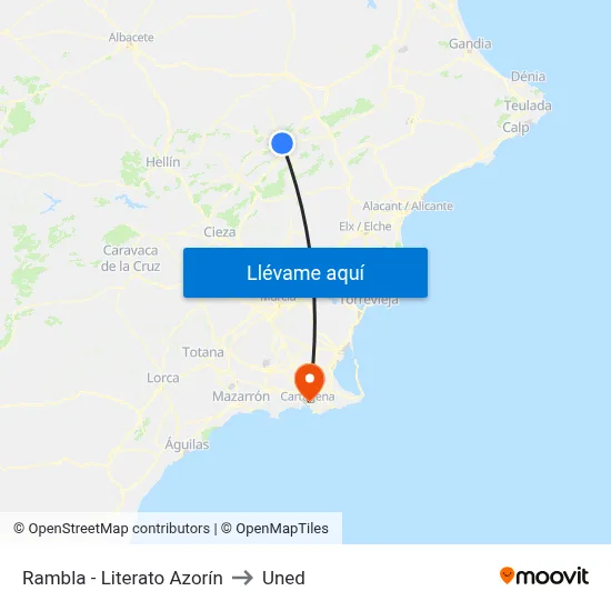 Rambla - Literato Azorín to Uned map