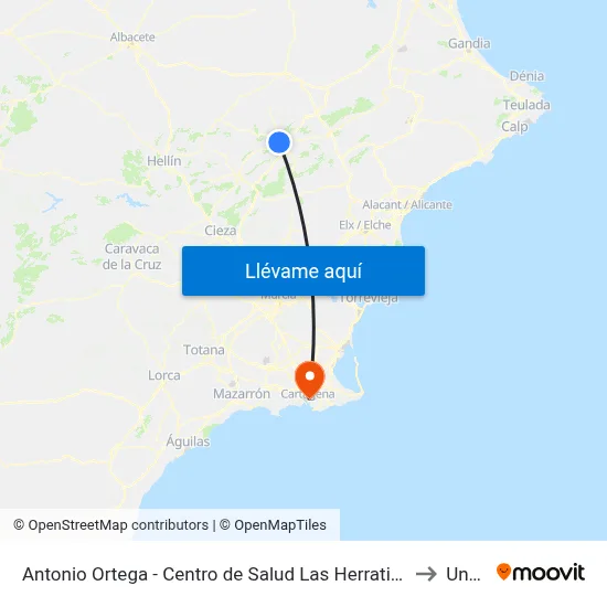 Antonio Ortega - Centro de Salud Las Herratillas to Uned map