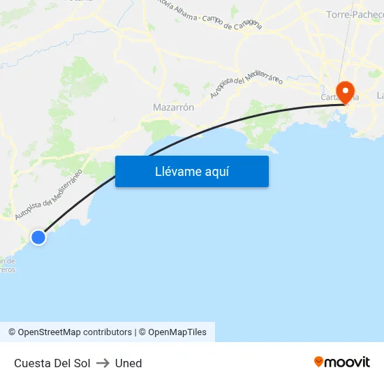 Cuesta Del Sol to Uned map