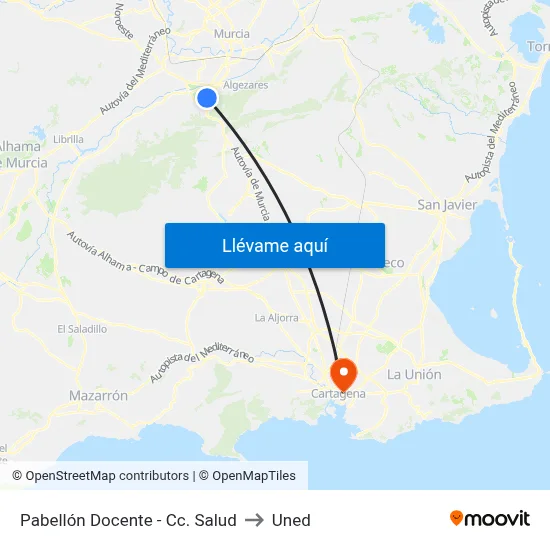 Pabellón Docente - Cc. Salud to Uned map
