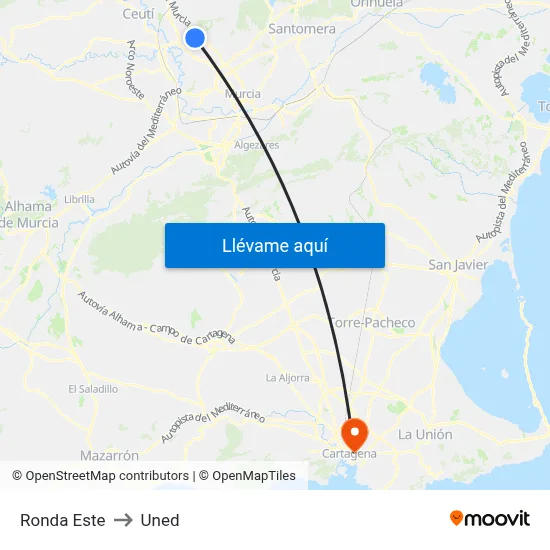 Ronda Este to Uned map