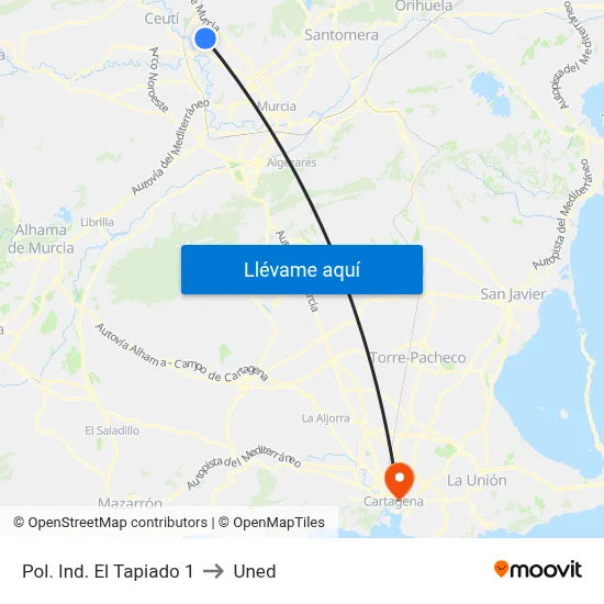 Pol. Ind. El Tapiado 1 to Uned map