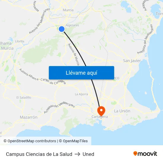 Campus Ciencias de La Salud to Uned map