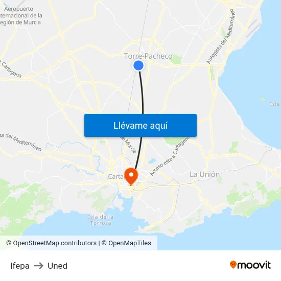 Ifepa to Uned map