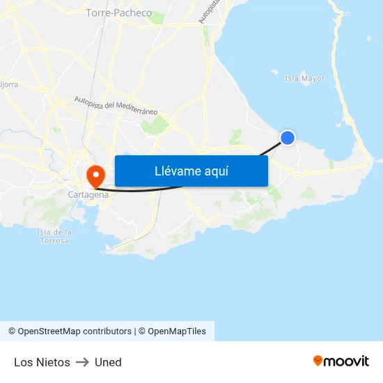 Los Nietos to Uned map