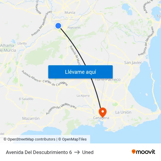 Avenida Del Descubrimiento 6 to Uned map