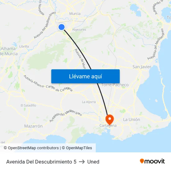 Avenida Del Descubrimiento 5 to Uned map